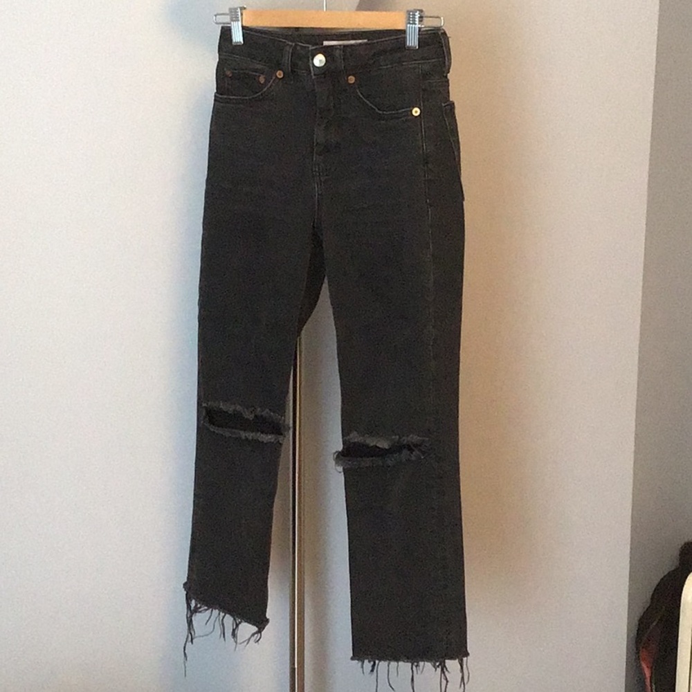 Topshop straight denim with ripped knees